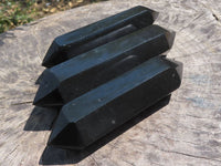 Polished Double Terminated Black Basalt Points  x 3 From Madagascar - TopRock