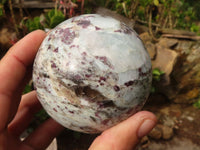 Polished Iolite & Pink Tourmaline Spheres  x 2 From Madagascar