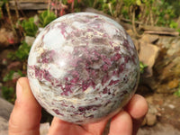 Polished Iolite & Pink Tourmaline Spheres  x 2 From Madagascar