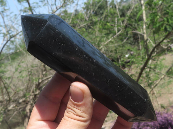 Polished Double Terminated Black Basalt Points  x 3 From Madagascar - TopRock