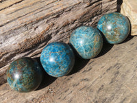 Polished Blue Apatite Spheres  x 4 From Madagascar