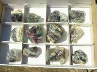 Natural Rough Watermelon Fluorite Cobbed Specimens  x 12 From Uis, Namibia