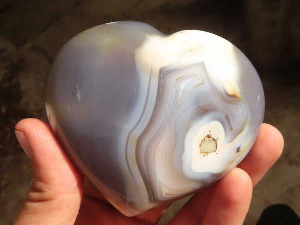 Polished Agate Gemstone Hearts x 6 From Madagascar