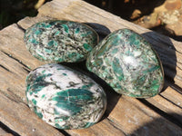 Polished Rare Emerald Mica In Matrix Galet-Palm Stones x 6 From Mutoko, Zimbabwe