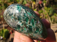 Polished Rare Emerald Mica In Matrix Galet-Palm Stones x 6 From Mutoko, Zimbabwe