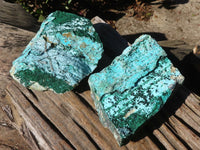 Natural Drusy Chrysocolla & Malachite Dolomite Specimens x 2 From Likasi, Congo