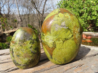 Polished Green Opal Standing Free Forms  x 2 From Antsirabe, Madagascar