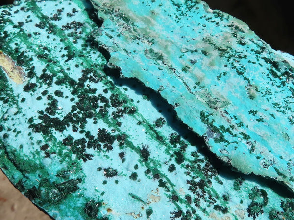 Natural Drusy Chrysocolla & Malachite Dolomite Specimens x 2 From Likasi, Congo