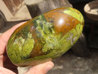 Polished Green Opal Standing Free Forms  x 2 From Antsirabe, Madagascar