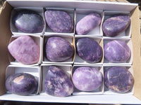 Polished Purple Lepidolite Gallets  x 12 From Zimbabwe