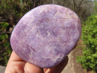 Polished Purple Lepidolite Gallets  x 12 From Zimbabwe