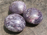 Polished Purple Lepidolite Palm Stones  x 12 From Madagascar - TopRock