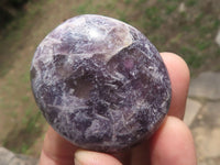 Polished Purple Lepidolite Palm Stones  x 12 From Madagascar - TopRock