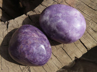 Polished Purple Lepidolite Gallets  x 12 From Zimbabwe