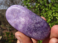 Polished Purple Lepidolite Gallets  x 12 From Zimbabwe