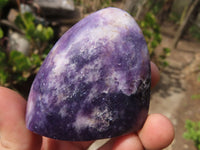 Polished Purple Lepidolite Gallets  x 12 From Zimbabwe