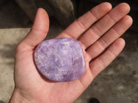 Polished Purple Lepidolite Gallets  x 12 From Zimbabwe