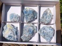 Natural New Sky Blue Calcite Specimens  x 6 From Spitzkop, Namibia