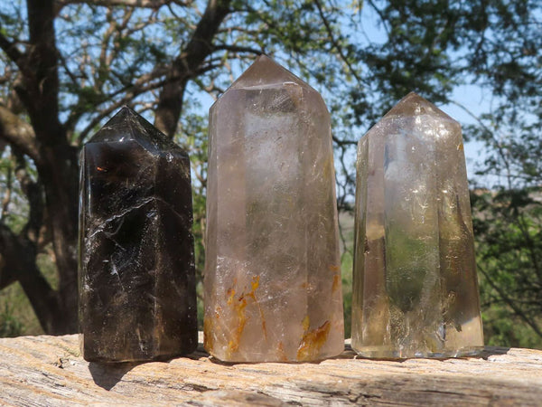 Polished Beautiful Trio Of Smokey Quartz Points  x 3 From Madagascar - TopRock