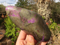 Polished Purple Stichtite & Serpentine Standing Free Forms x 2 From Barberton, South Africa