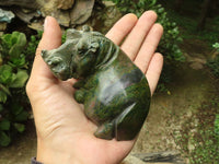 Polished Green Verdite Hippo Carvings  x 2 From Zimbabwe - TopRock