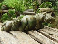 Polished Green Verdite Hippo Carvings  x 2 From Zimbabwe - TopRock