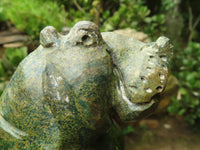 Polished Green Verdite Hippo Carvings  x 2 From Zimbabwe - TopRock