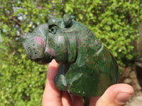 Polished Hand carved Verdite & Leopard stone Hippos x 3 From Zimbabwe