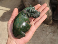 Polished Hand carved Verdite & Leopard stone Hippos x 3 From Zimbabwe