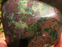 Polished Fluorescent Ruby Corundum In Chrome Verdite Free Forms x 3 From Zimbabwe