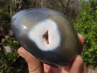 Polished Ghost Agate Standing Free Forms  x 3 From West Coast, Madagascar