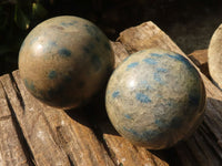 Polished Blue Dalmatian Stone / Spinel Quartz Spheres  x 2 From Madagascar - Toprock Gemstones and Minerals 