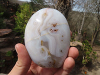 Polished Ghost Agate Standing Free Forms  x 3 From West Coast, Madagascar