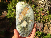 Polished Dendritic Opal Standing Free Forms x 2 From Moralambo, Madagascar