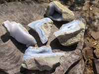 Natural Blue Lace Agate Geode Specimens  x 5 From Nsanje, Malawi - TopRock