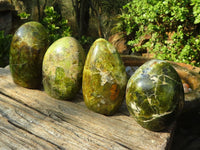 Polished Green Opal Standing Free Forms  x 4 From Madagascar - Toprock Gemstones and Minerals 