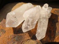 Natural Etched Clear Quartz Crystals  x 35 From Mpika, Zambia - Toprock Gemstones and Minerals 