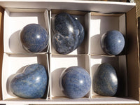 Polished Blue Lazulite Spheres & Hearts  x 6 From Madagascar