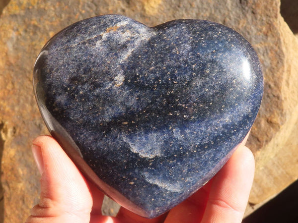 Polished Blue Lazulite Spheres & Hearts  x 6 From Madagascar