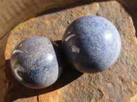 Polished Blue Lazulite Spheres & Hearts  x 6 From Madagascar