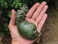 Polished Green Verdite Hippo Carvings  x 3 From Zimbabwe - TopRock