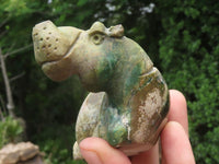 Polished Green Verdite Hippo Carvings  x 3 From Zimbabwe - TopRock