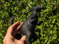 Polished Black Soapstone Dinosaur Carving x 1 From Zimbabwe