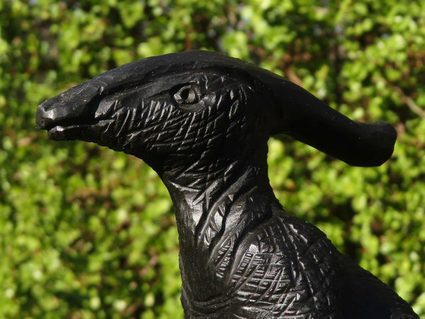 Polished Black Soapstone Dinosaur Carving  x 1 From Zimbabwe