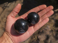 Polished Black Basalt Spheres  x 6 From Madagascar - TopRock