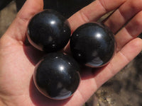 Polished Black Basalt Spheres  x 6 From Madagascar - TopRock