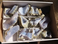 Natural Blue Lace Agate Geode Specimens  x 12 From Nsanje, Malawi