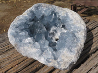 Natural Blue Celestite Geode Specimen With Cubic Crystals (Hole Drilled In Back For Light) x 1 From Sakoany, Madagascar - TopRock