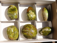 Polished Green Opal Standing Free Forms  x 6 From Madagascar