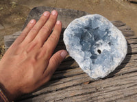 Natural Blue Celestite Geode Specimen With Cubic Crystals (Hole Drilled In Back For Light) x 1 From Sakoany, Madagascar - TopRock